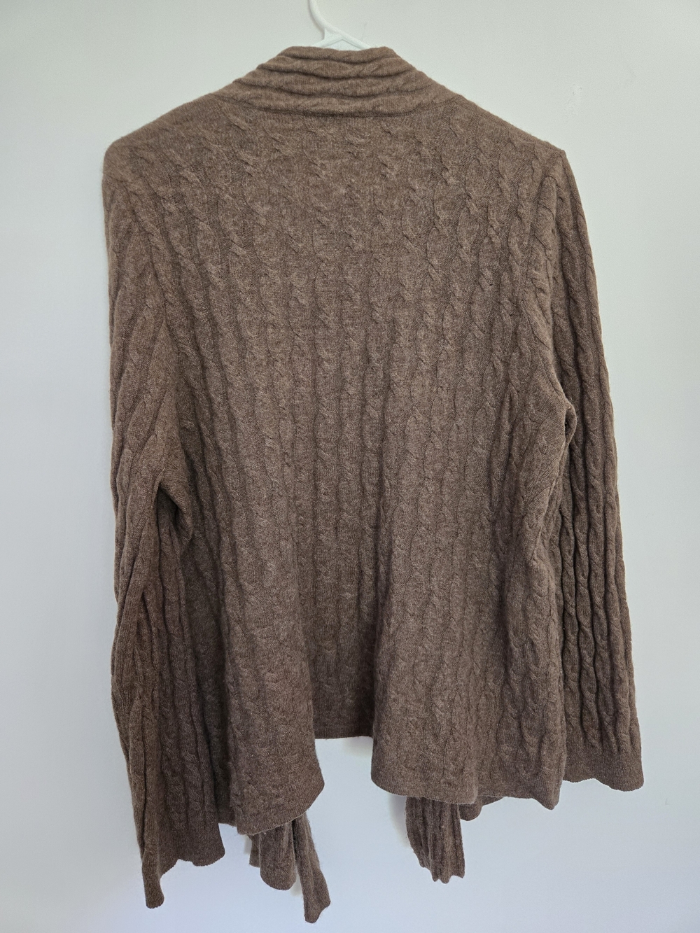 Garnet Hill Cable Knit Open-Front Cardigan Cashmere Sweater Fall Staple L - Picture 5 of 6